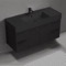 48 Inch Modern Matte Black Floating Single Bathroom Vanity, Black Ceramic Sink